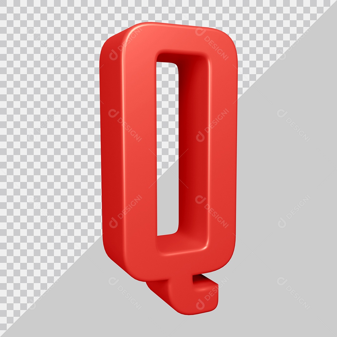 Elemento 3D Para Composição Letra Q Vermelha PSD