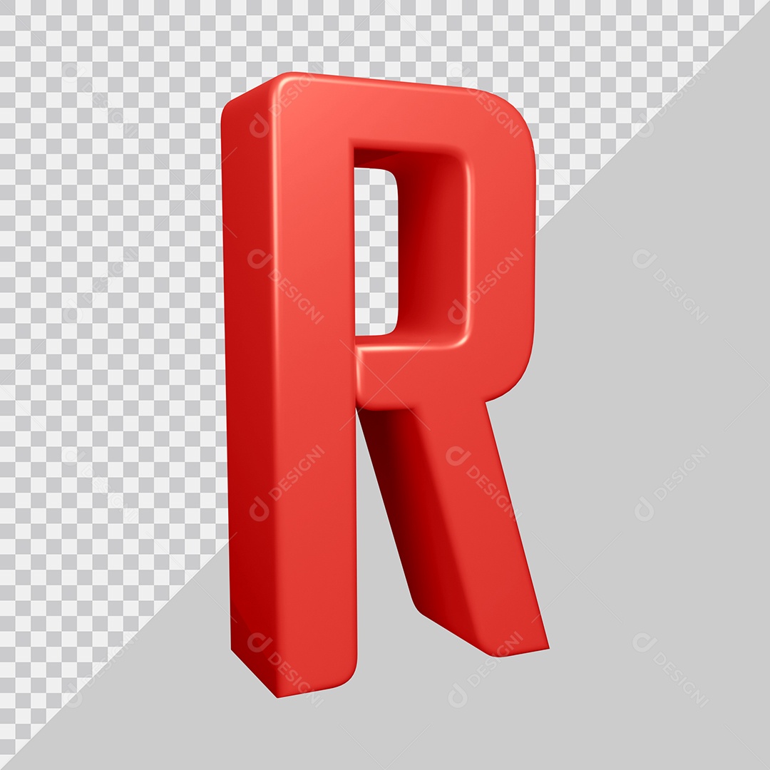 Elemento 3D Para Composição Letra R Vermelha PSD