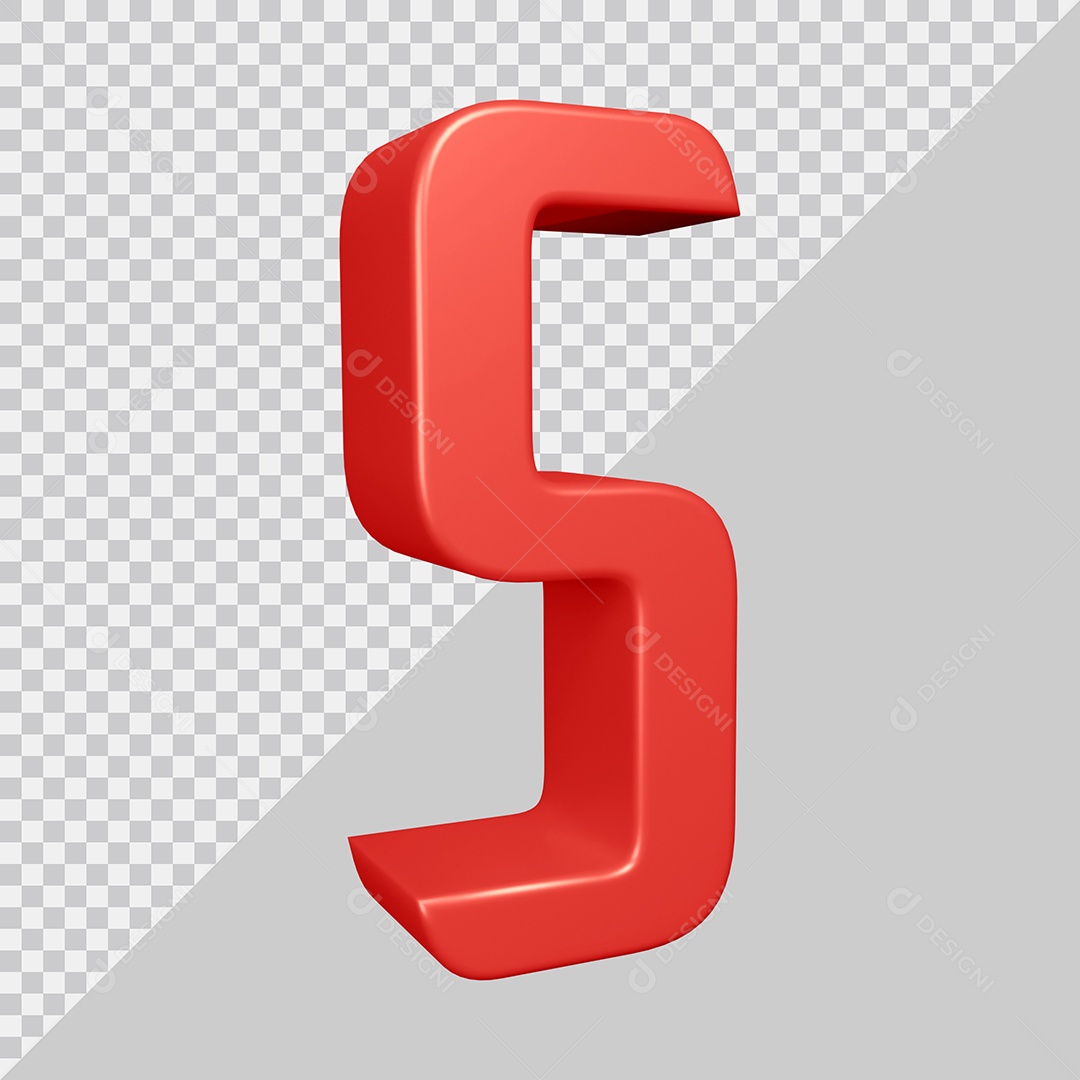Elemento 3D Para Composição Letra S Vermelha PSD