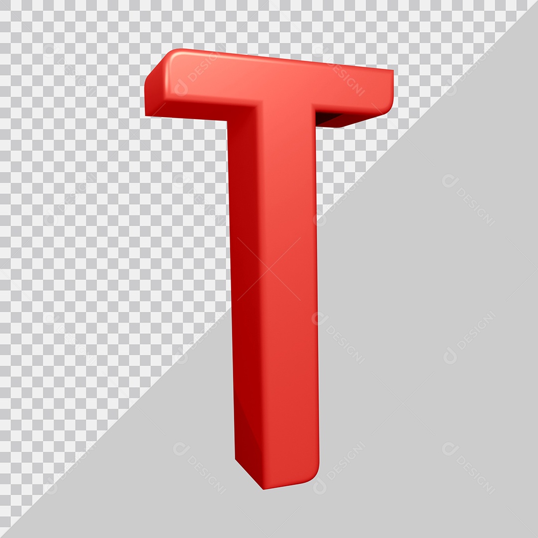 Elemento 3D Para Composição Letra T Vermelha PSD