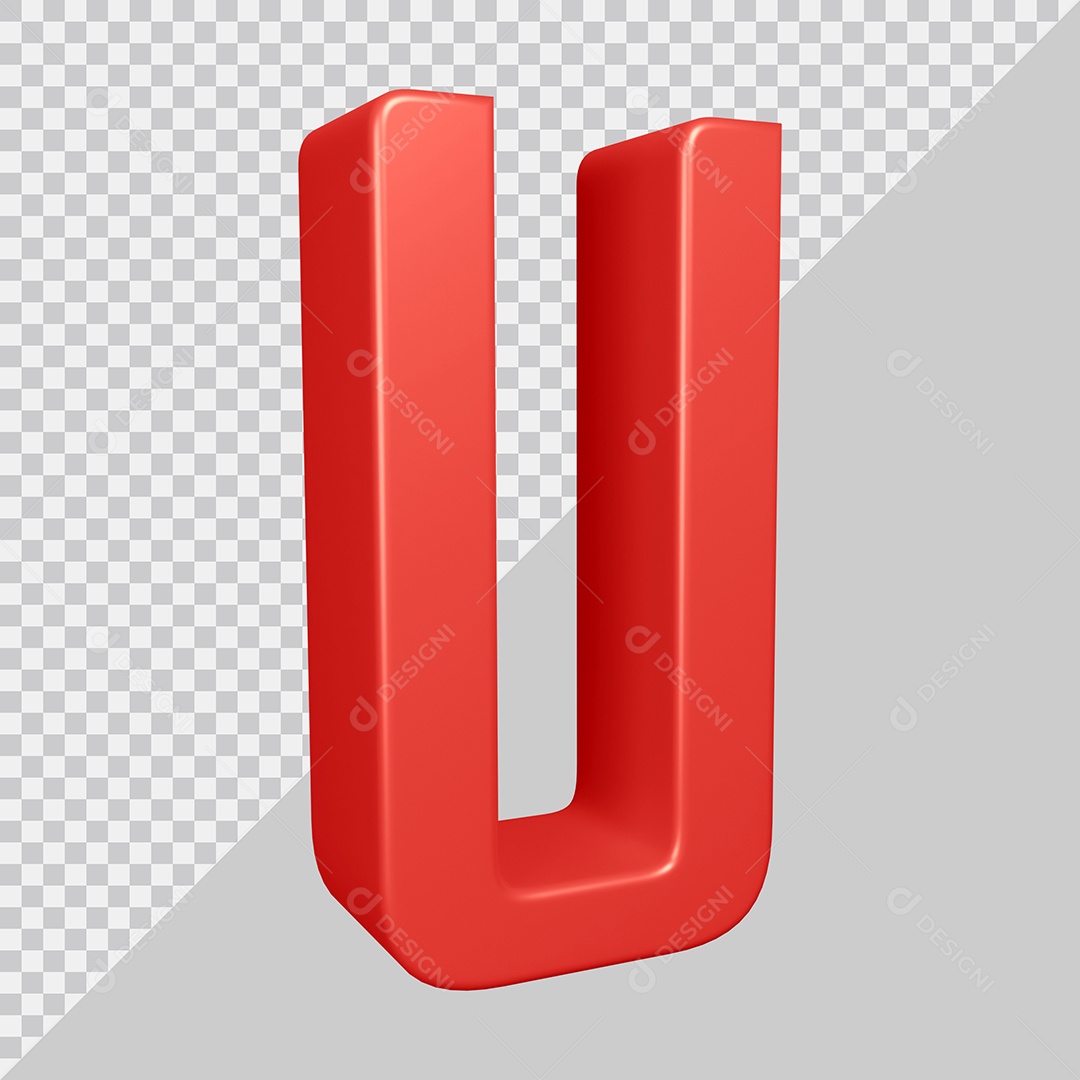 Elemento 3D Para Composição Letra U Vermelha PSD