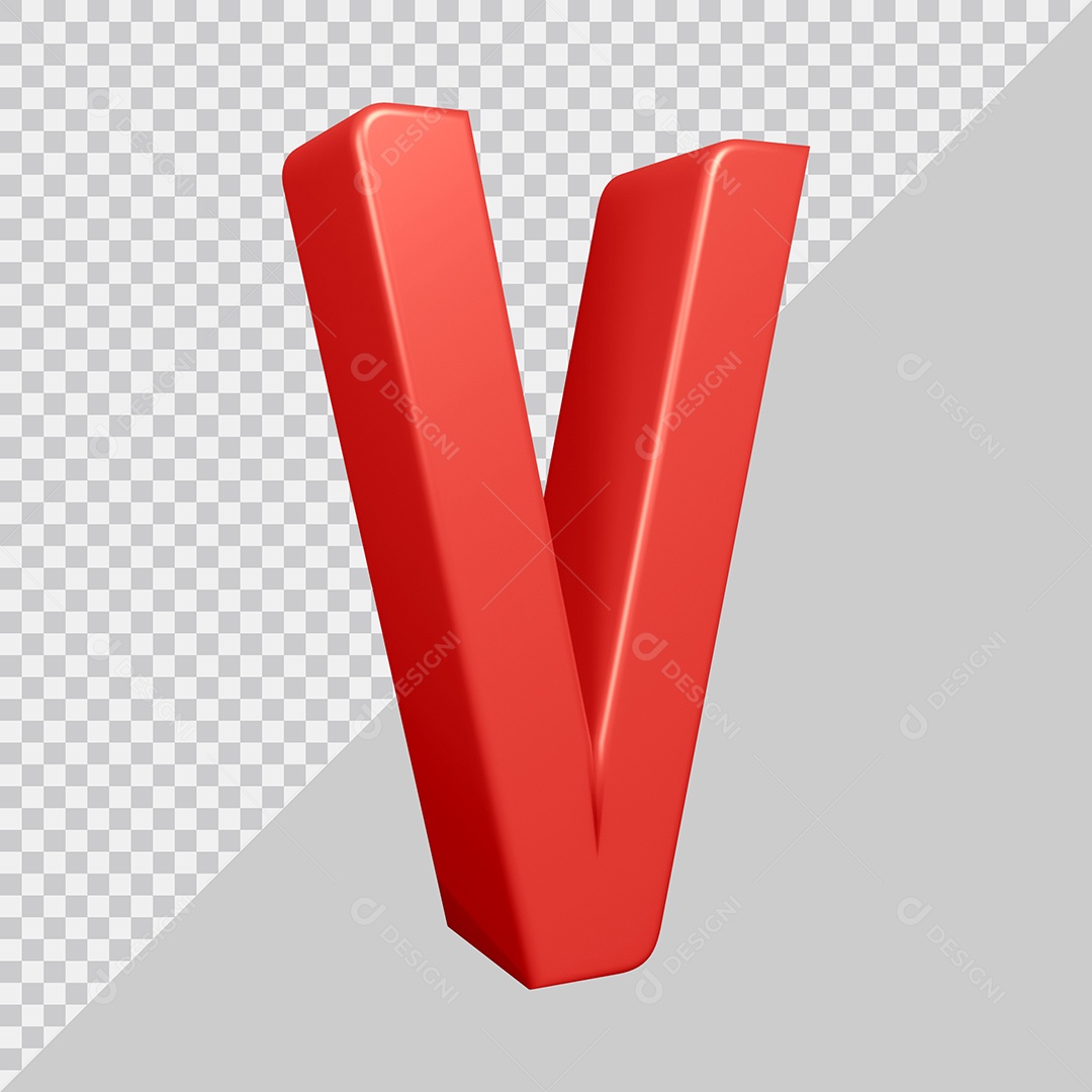 Elemento 3D Para Composição Letra V Vermelha PSD
