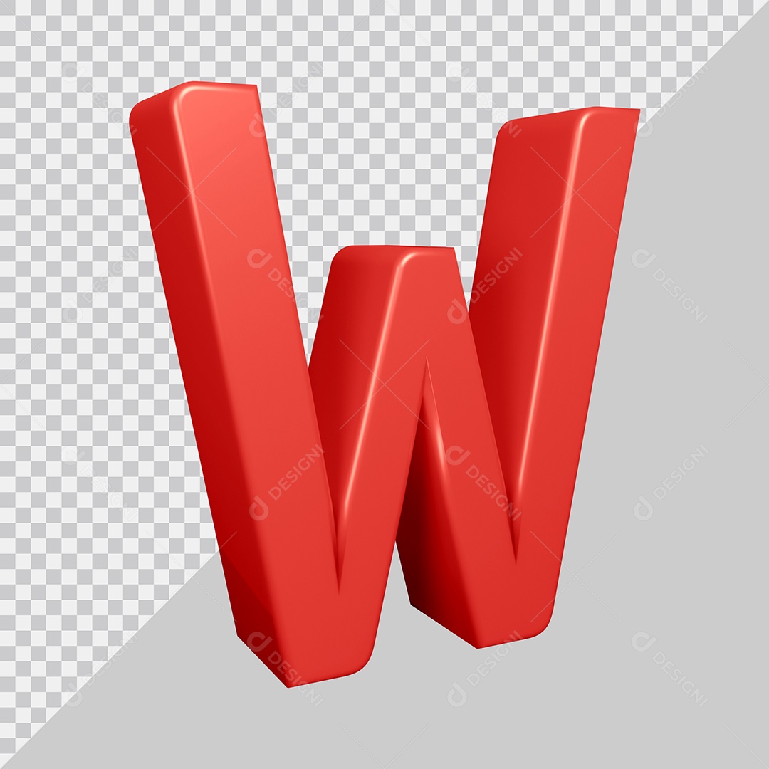 Elemento 3D Para Composição Letra W Vermelha PSD