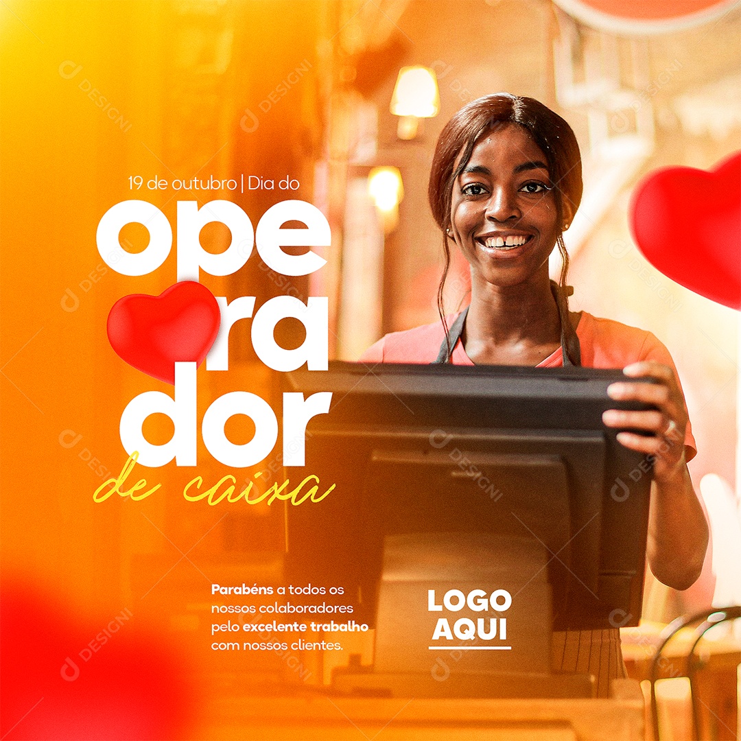 Parabéns a Todos os Nossos Colaboradores Dia do Operador de Caixa Social Media PSD Editável