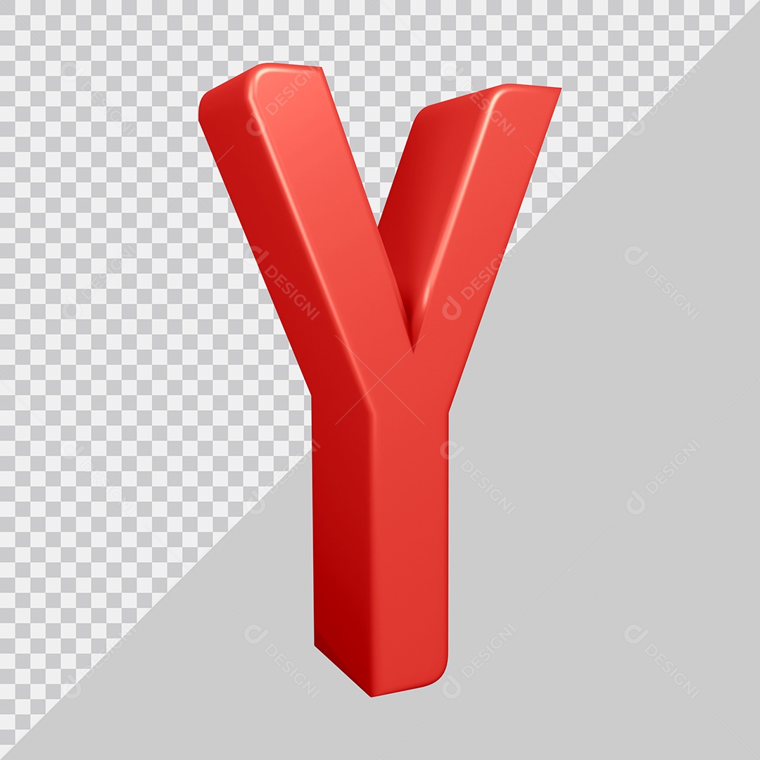 Elemento 3D Para Composição Letra Y Vermelha PSD