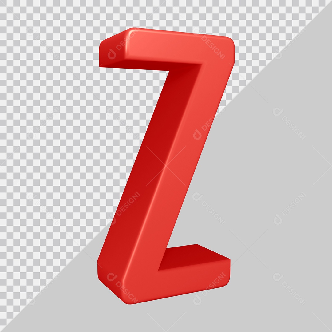 Elemento 3D Para Composição Letra Z Vermelha PSD