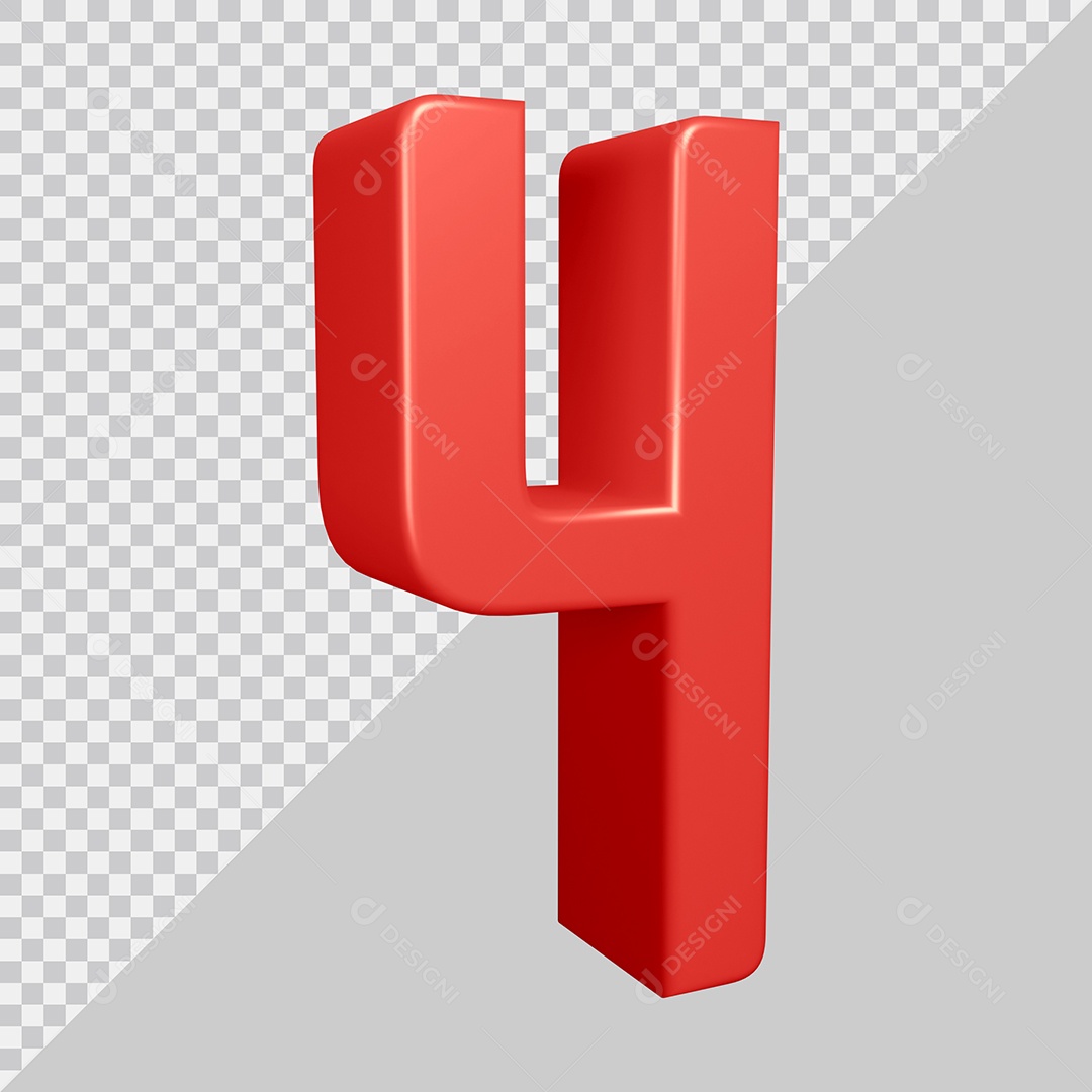 Elemento 3D Para Composição Número 4 Vermelha PSD