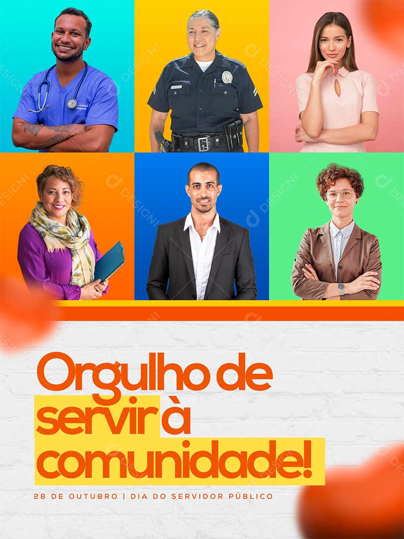 Orgulho de Servir à Comunidade Dia do Servidor Público Social Media PSD Editável
