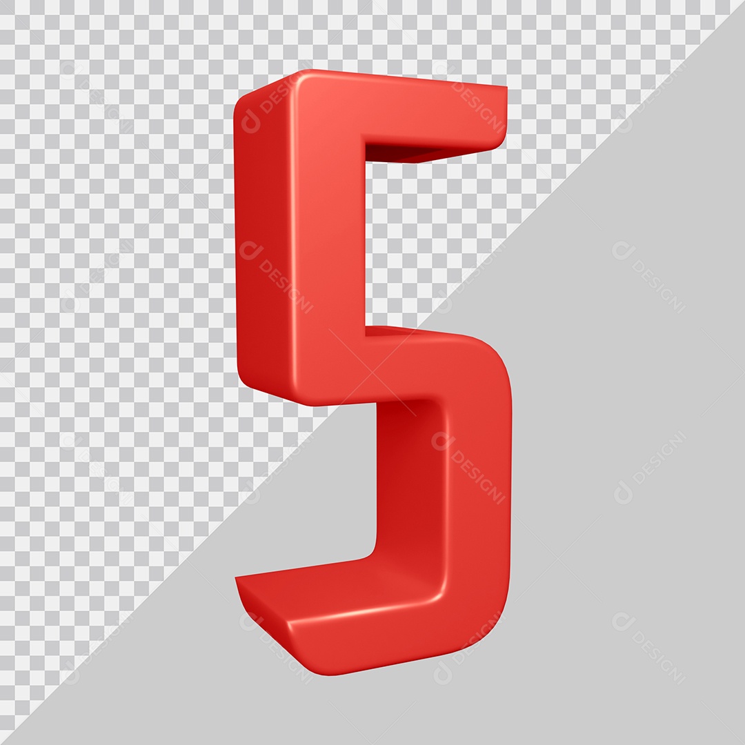 Elemento 3D Para Composição Número 5 Vermelha PSD