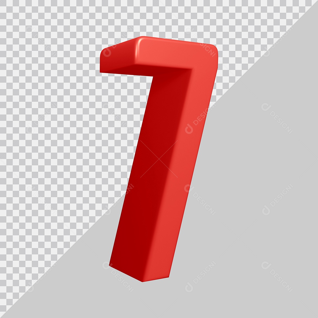 Elemento 3D Para Composição Número 7 Vermelha PSD
