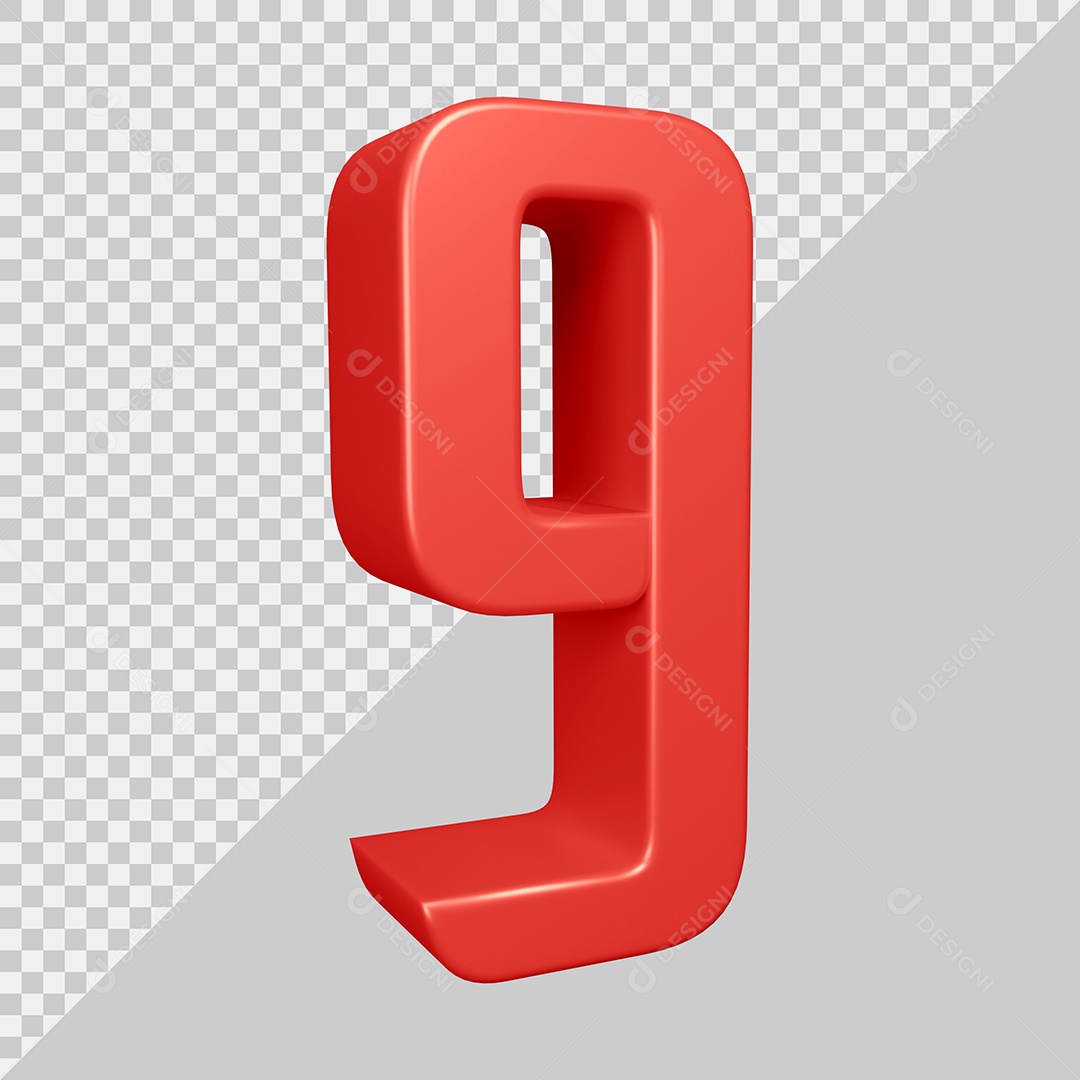 Elemento 3D Para Composição Número 9 Vermelha PSD