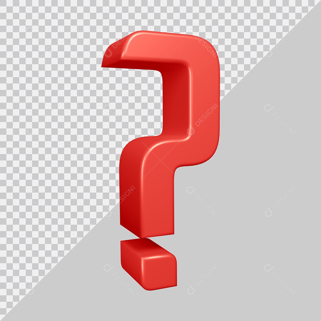 Elemento 3D Para Composição Símbolo de ponto de interrogação Vermelha PSD