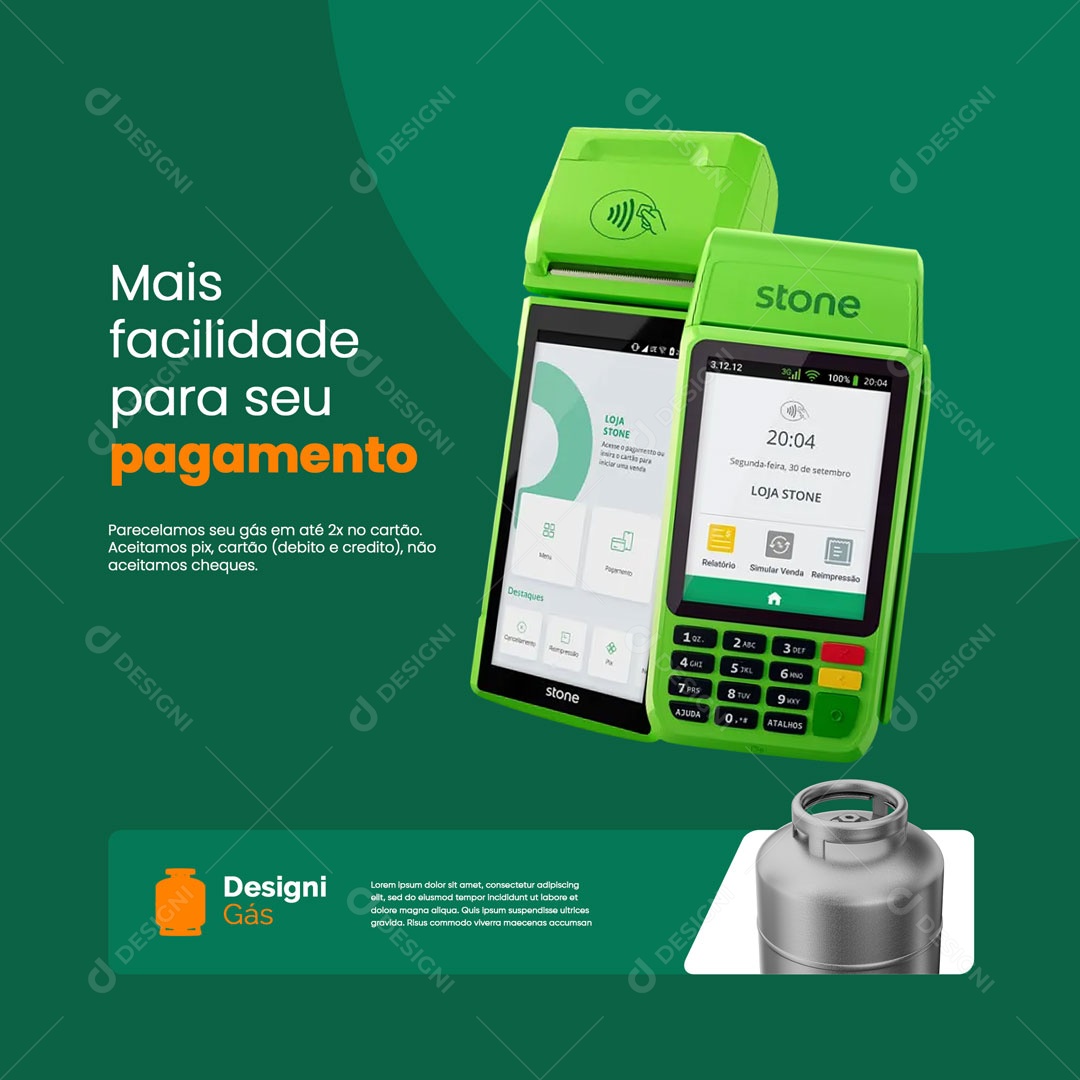 Mais Facilidade para o seu pagamento Gás de Cozinha Social Media PSD Editável