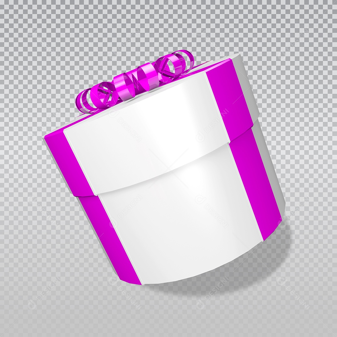 Caixa de Presente Roxo e Branco Elemento 3D para Composição PSD