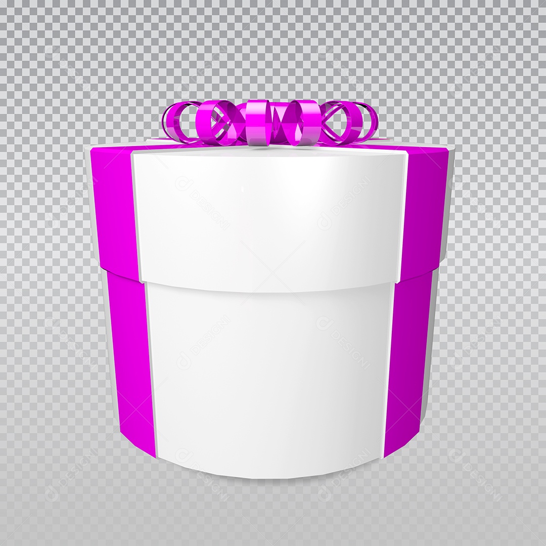 Caixa de Presente Roxo e Branco Elemento 3D para Composição PSD