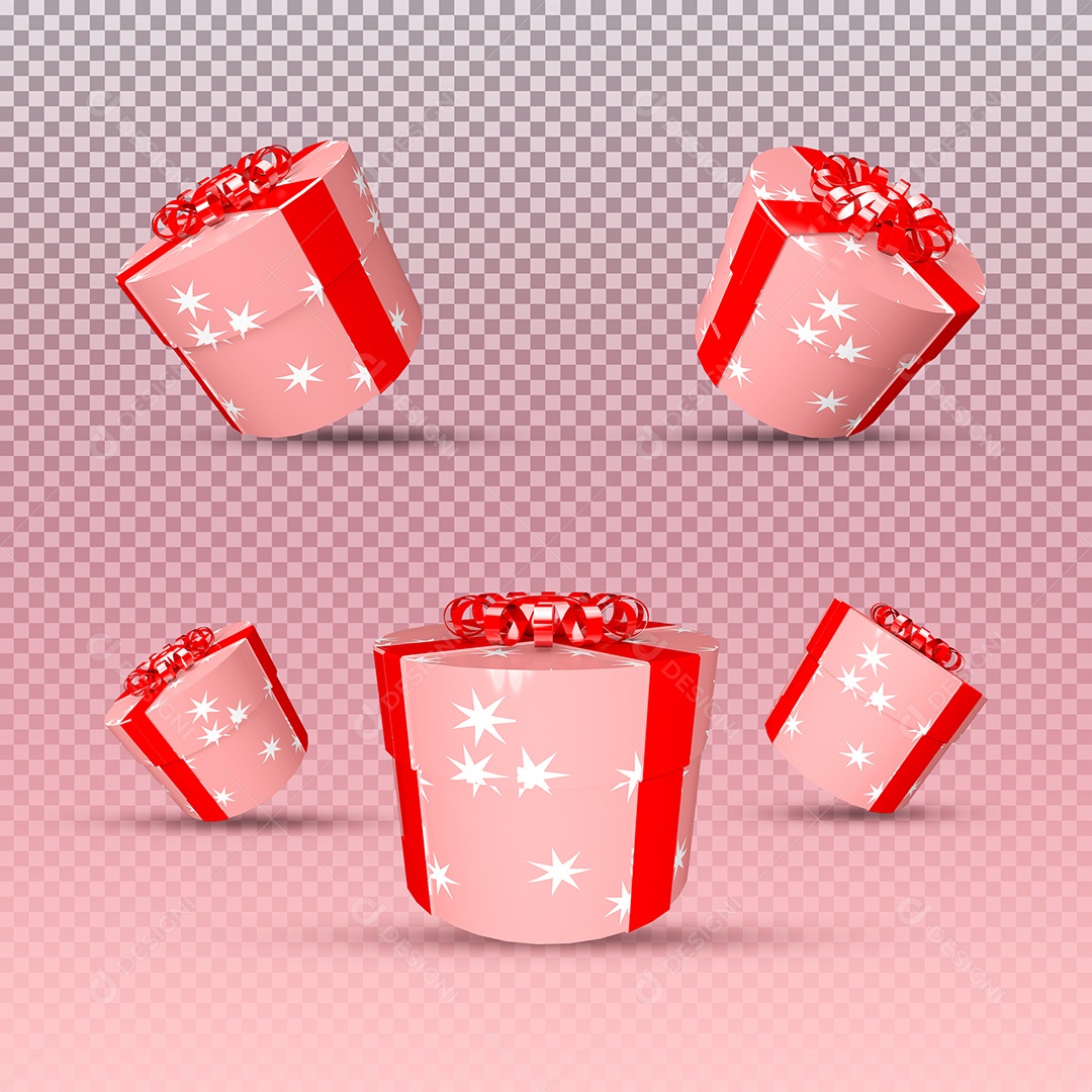 Caixas de Presentes Elemento 3D de Natal para Composição PSD