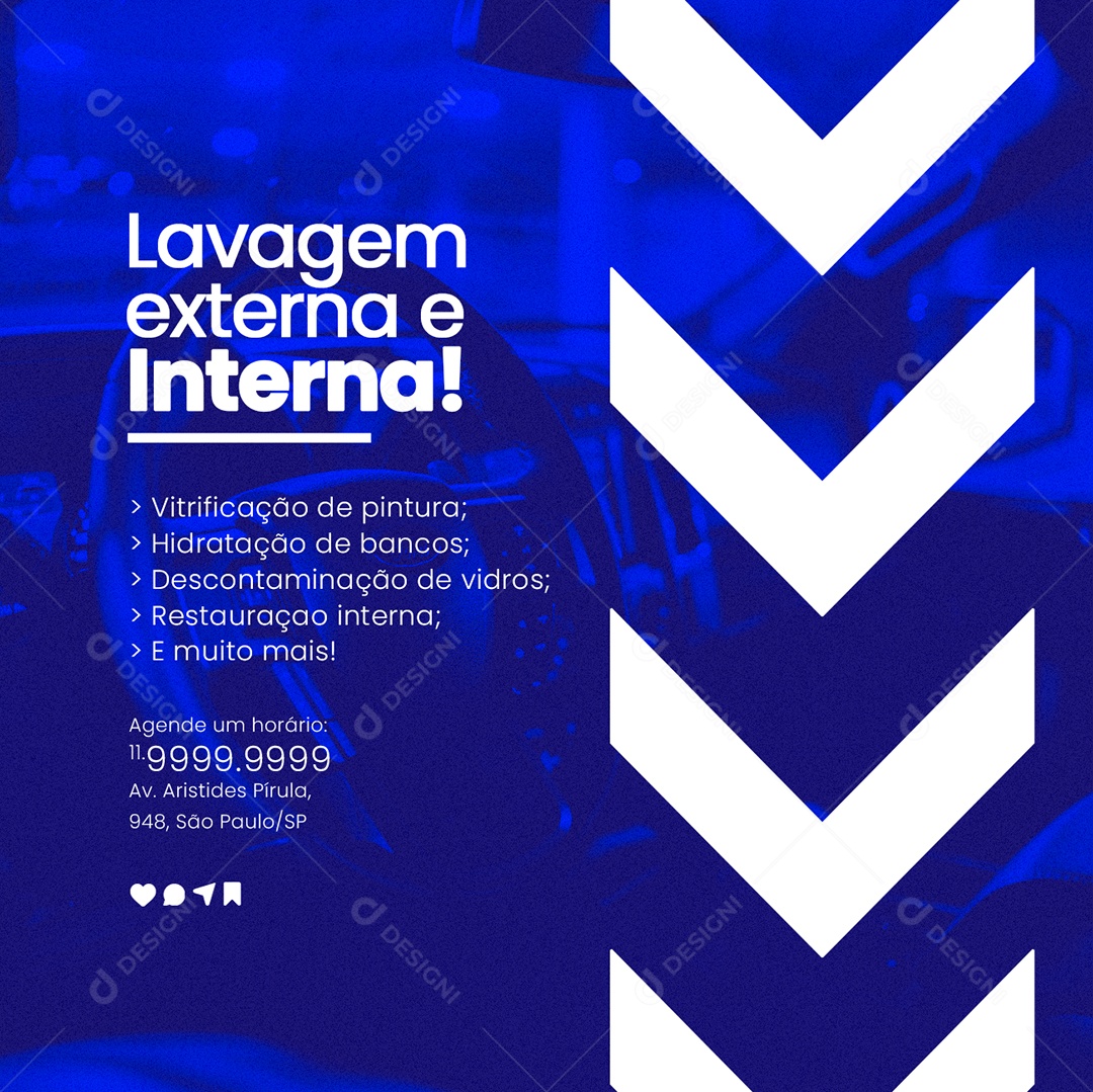 Lavagem Externa e Interna Estética Automotiva Social Media PSD Editável