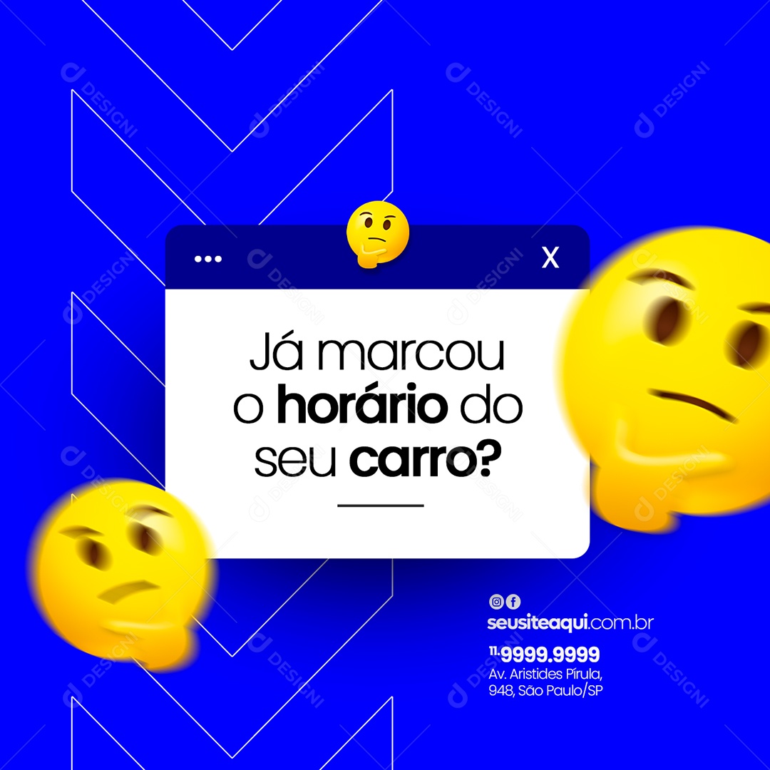 Já Mandou o Horário do Seu Carro Estética Automotiva Social Media PSD Editável