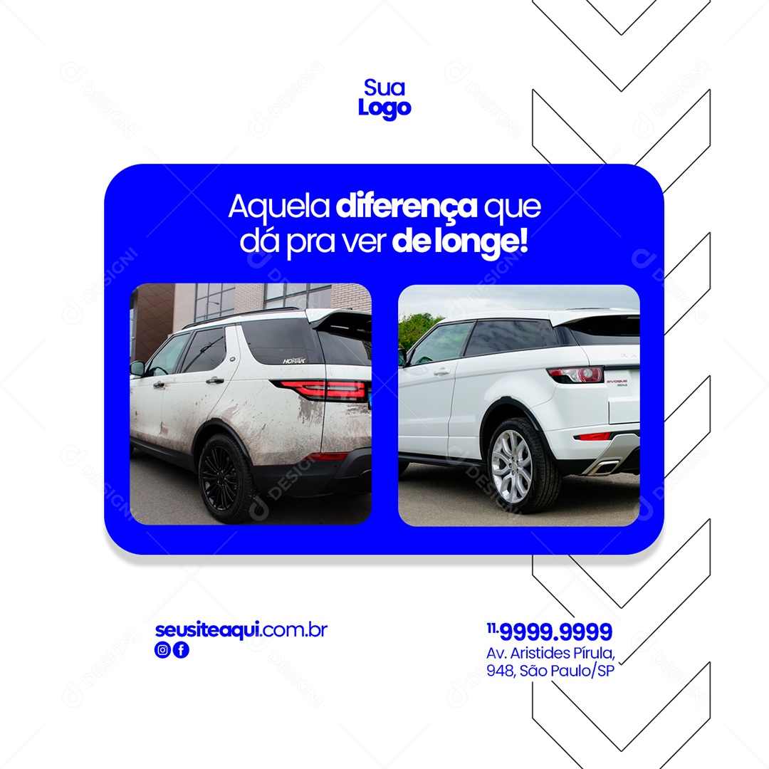 Aquela Diferença Que Dá Pra Ver de Longe Estética Automotiva Social Media PSD Editável