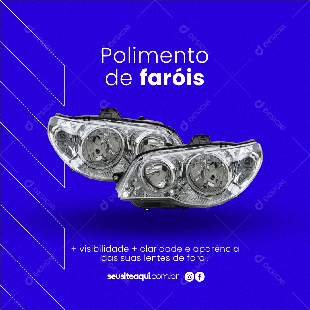 Polimento de Faróis Estética Automotiva Social Media PSD Editável