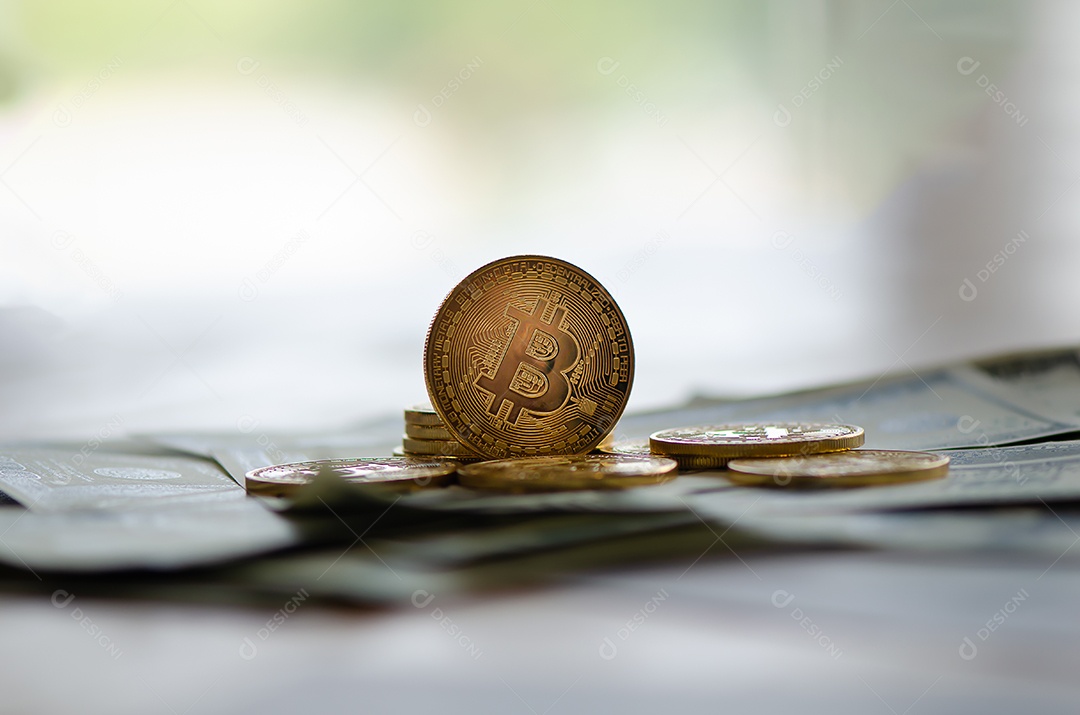 Bitcoin colocado verticalmente