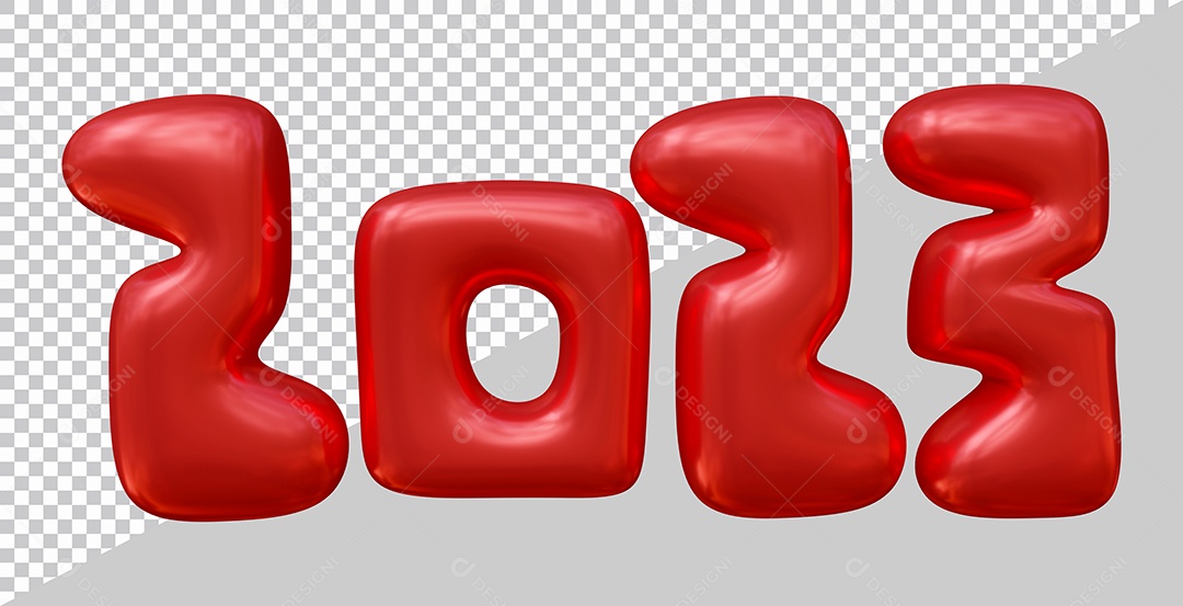 Feliz Ano Novo Número 2023 Vermelha Ilustração 3D para Composição PSD