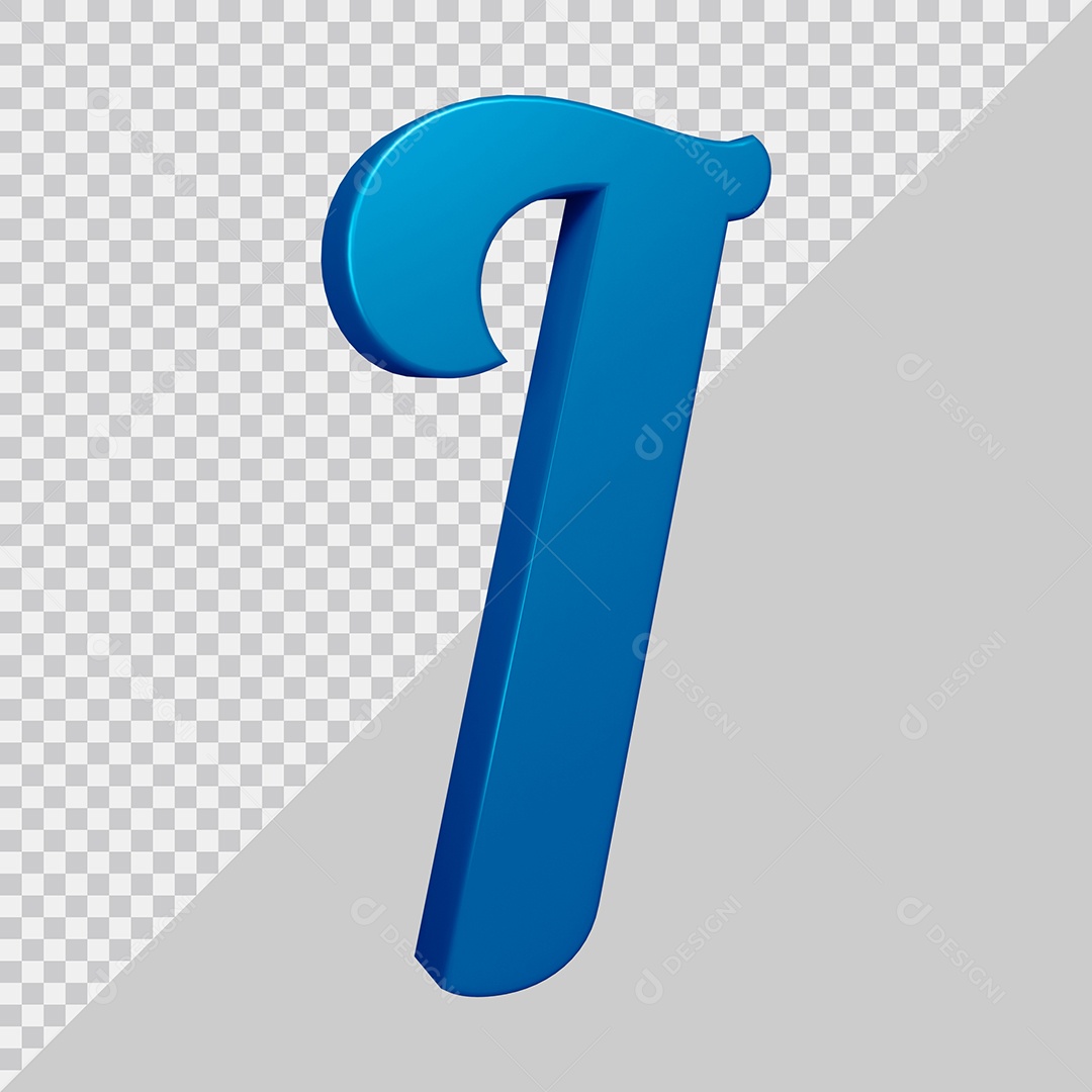Elemento 3D Para Composição Letra I Azul PSD
