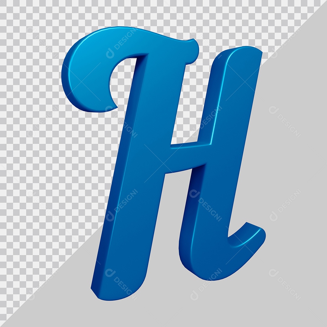 Elemento 3D Para Composição Letra H Azul PSD
