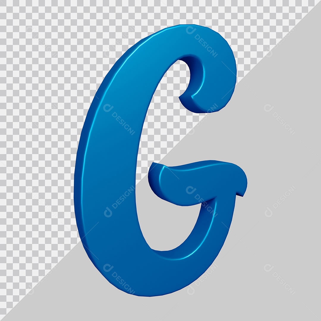 Elemento 3D Para Composição Letra G Azul PSD