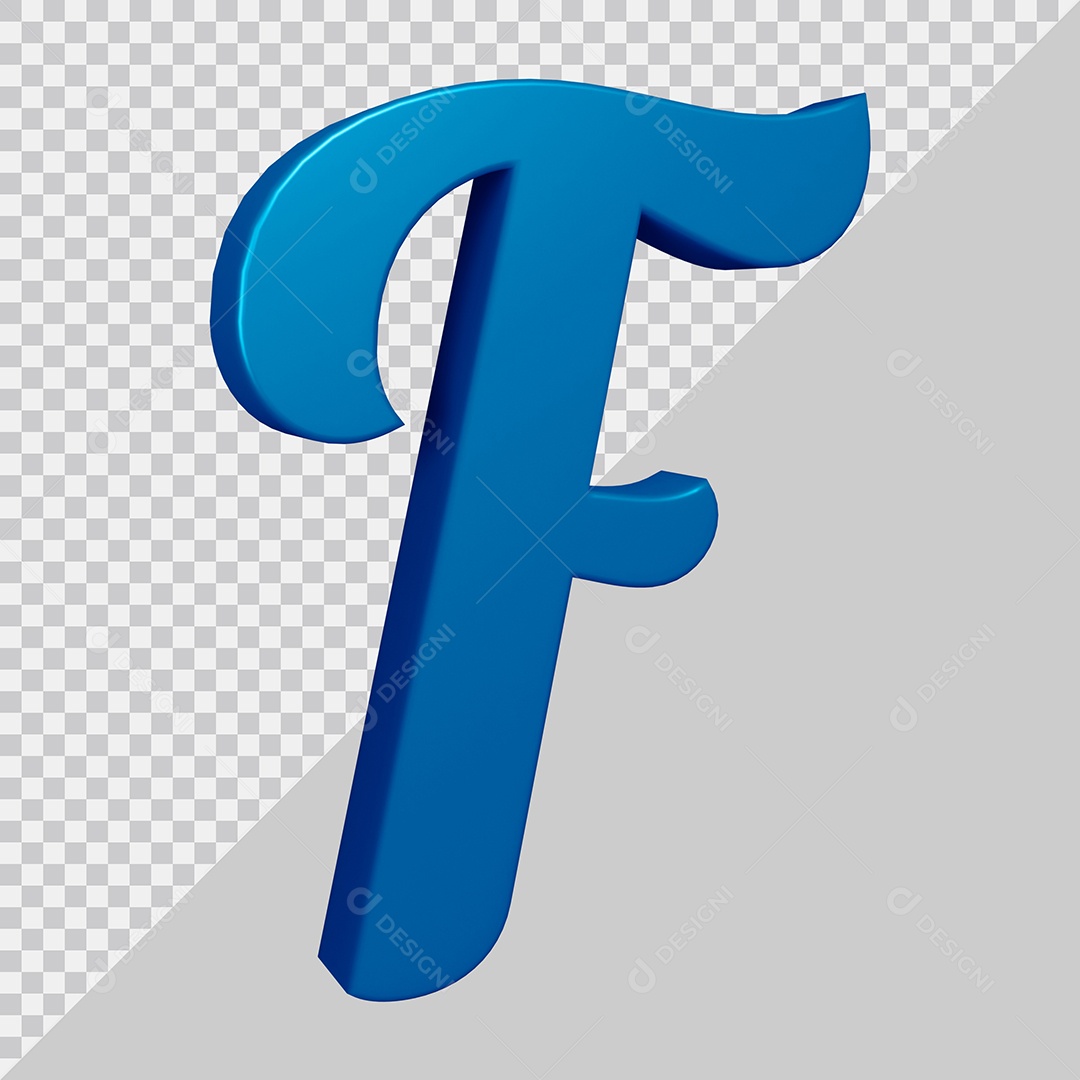 Elemento 3D Para Composição Letra F Azul PSD