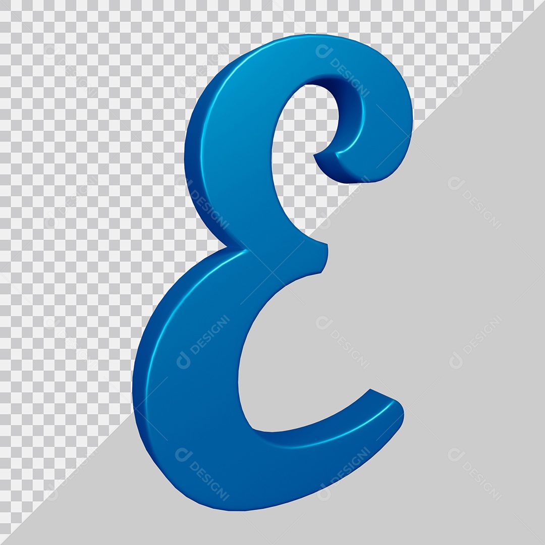 Elemento 3D Para Composição Letra E Azul PSD