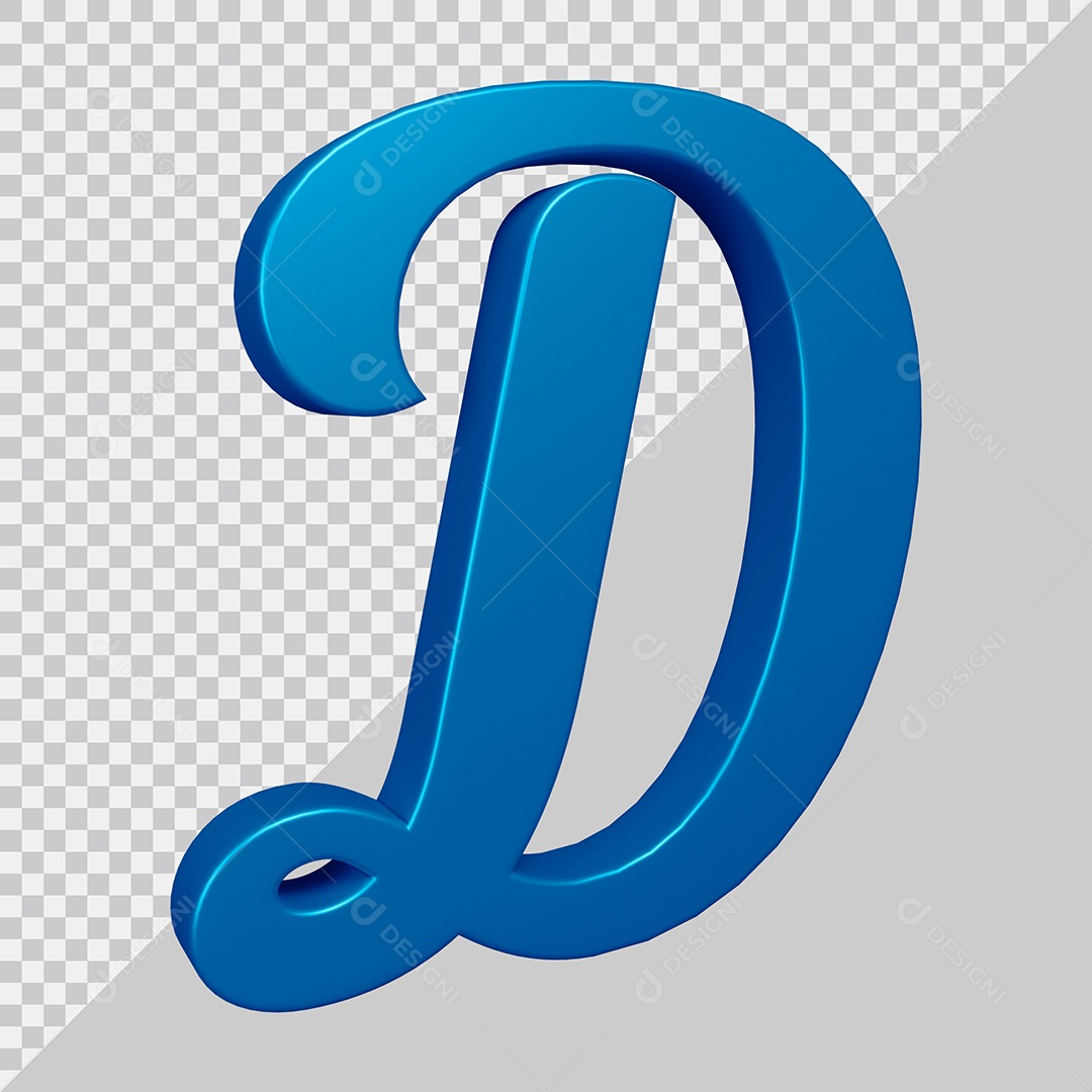 Elemento 3D Para Composição Letra D Azul PSD