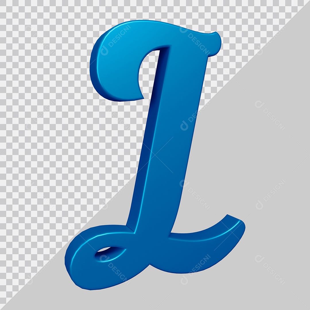 Elemento 3D Para Composição Letra L Azul PSD