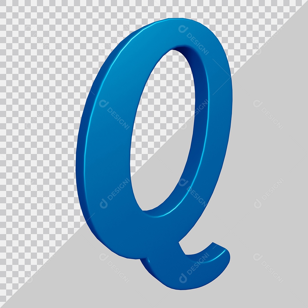 Elemento 3D Para Composição Letra Q Azul PSD