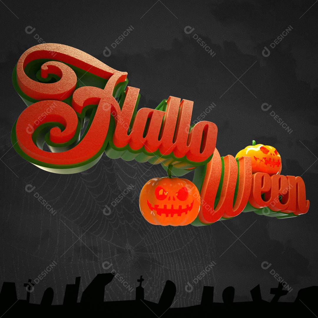 Halloween Texto 3D Para Composição PSD