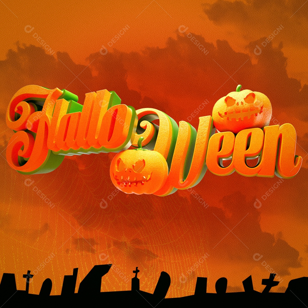 Halloween Texto 3D Para Composição PSD