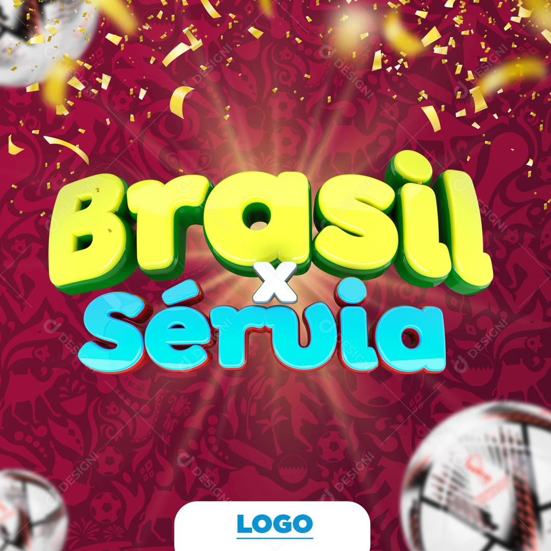 Texto 3D Brasil X Sérvia Elemento 3D PSD