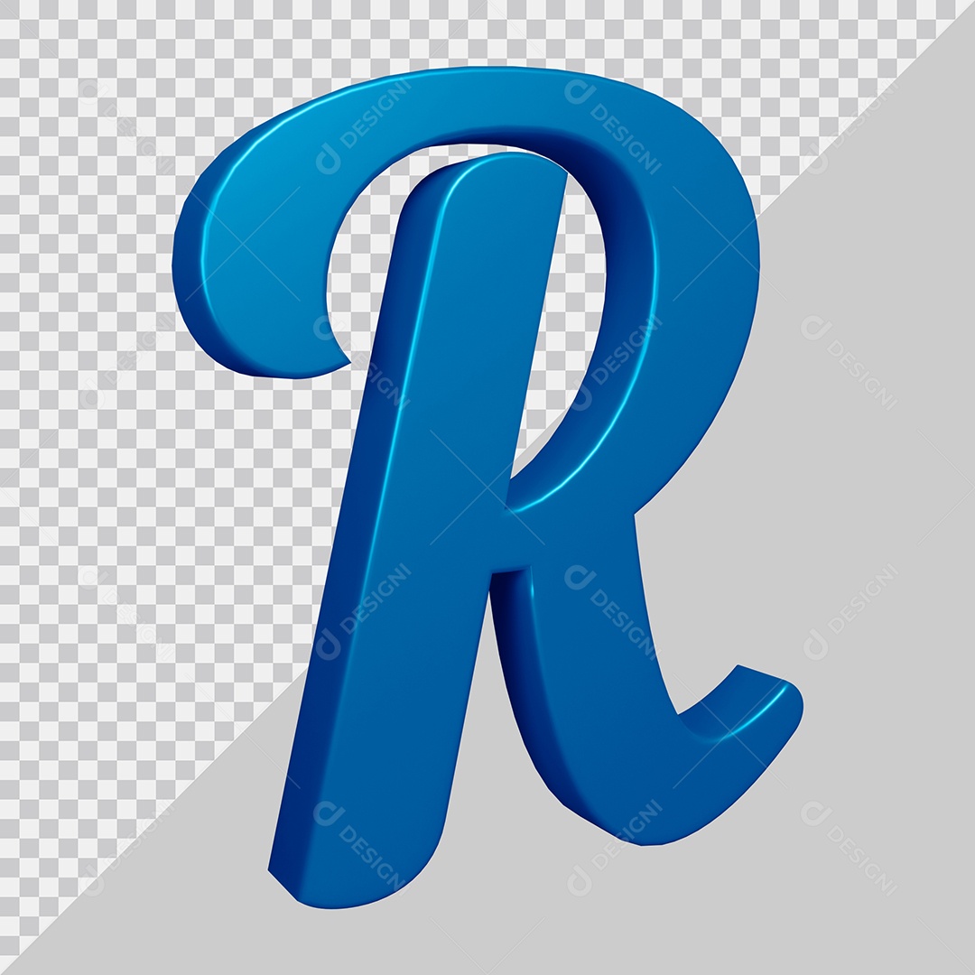 Elemento 3D Para Composição Letra R Azul PSD