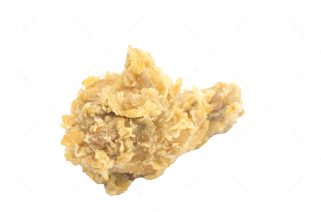Perna de frango frito crocante em fundo branco