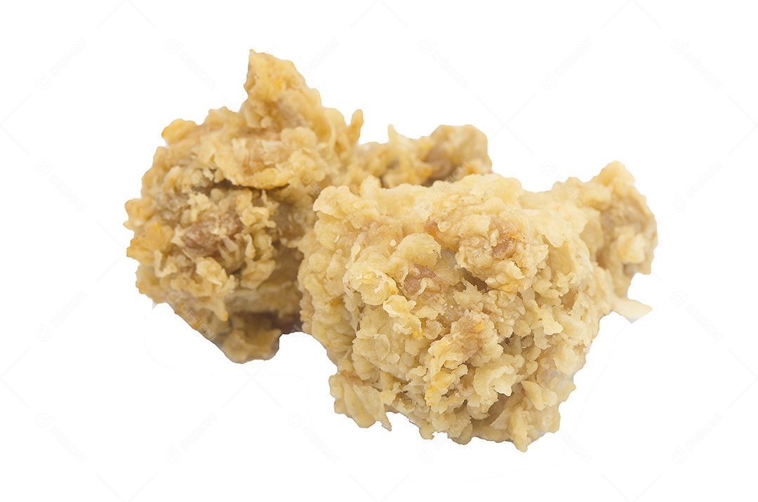 Perna de frango frito crocante em fundo branco