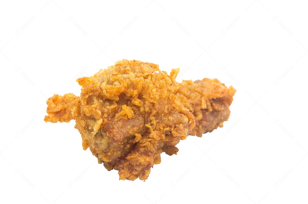 Perna de frango frito crocante em fundo branco