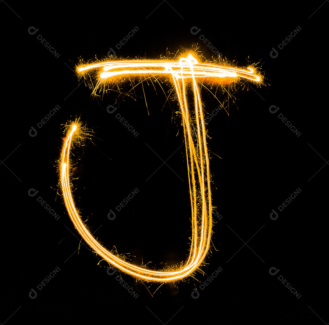 luz pintando J em fundo preto, desfoque