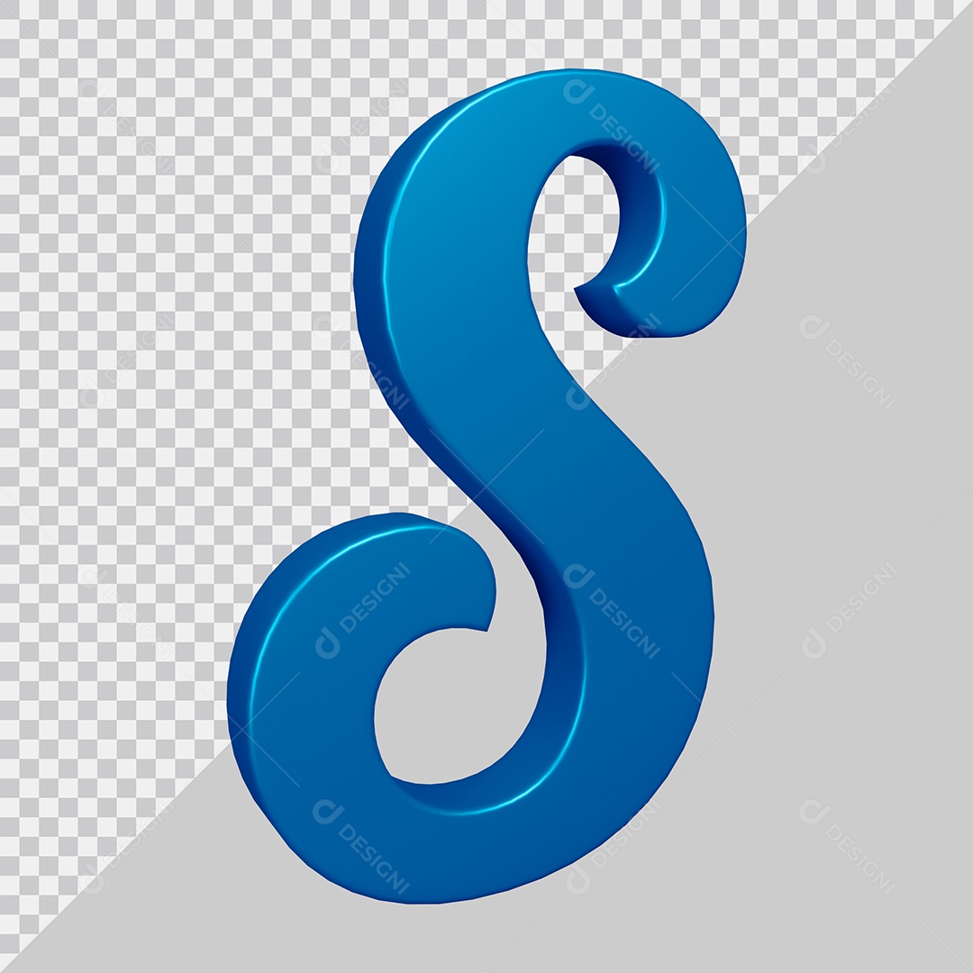 Elemento 3D Para Composição Letra S Azul PSD