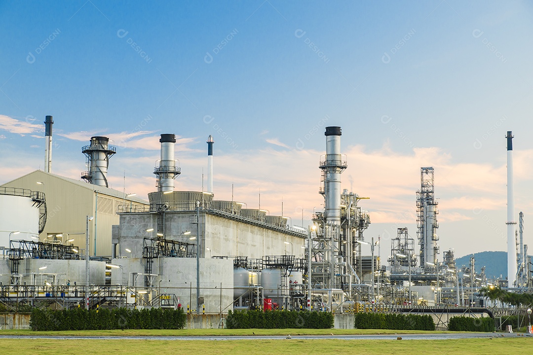 planta petroquímica com indústria de refinaria de petróleo e indústria de gás