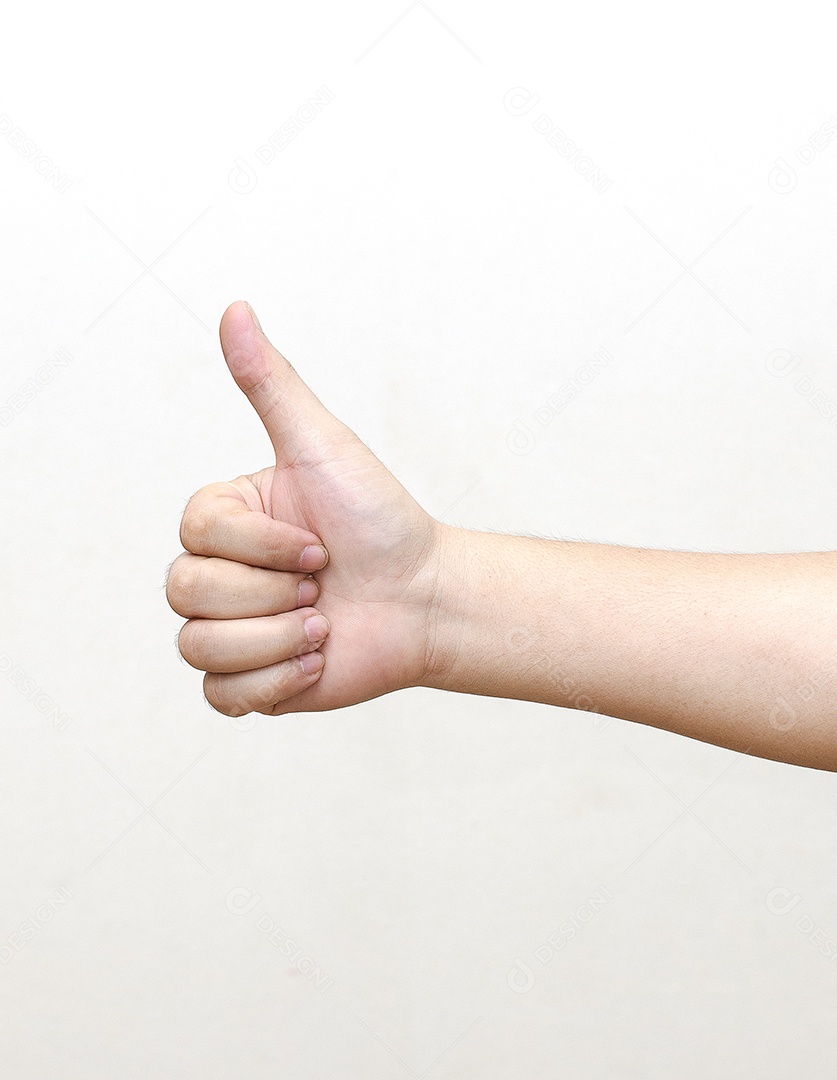 Polegar para cima isolado no fundo do branco
