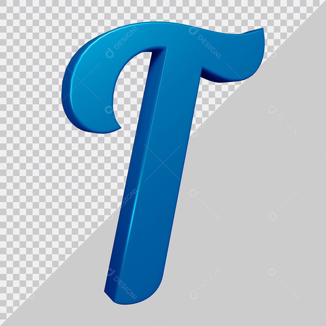 Elemento 3D Para Composição Letra T Azul PSD