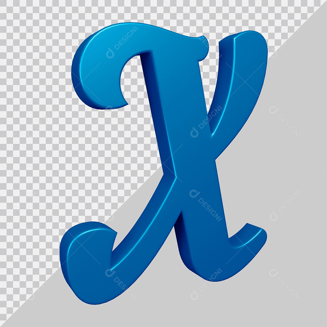 Elemento 3D Para Composição Letra X Azul PSD