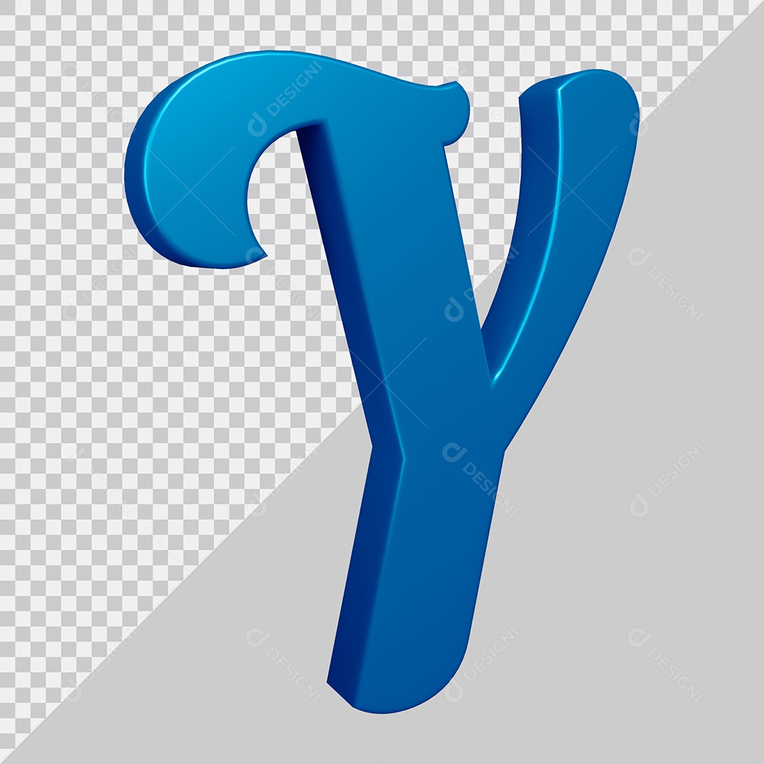 Elemento 3D Para Composição Letra Y Azul PSD