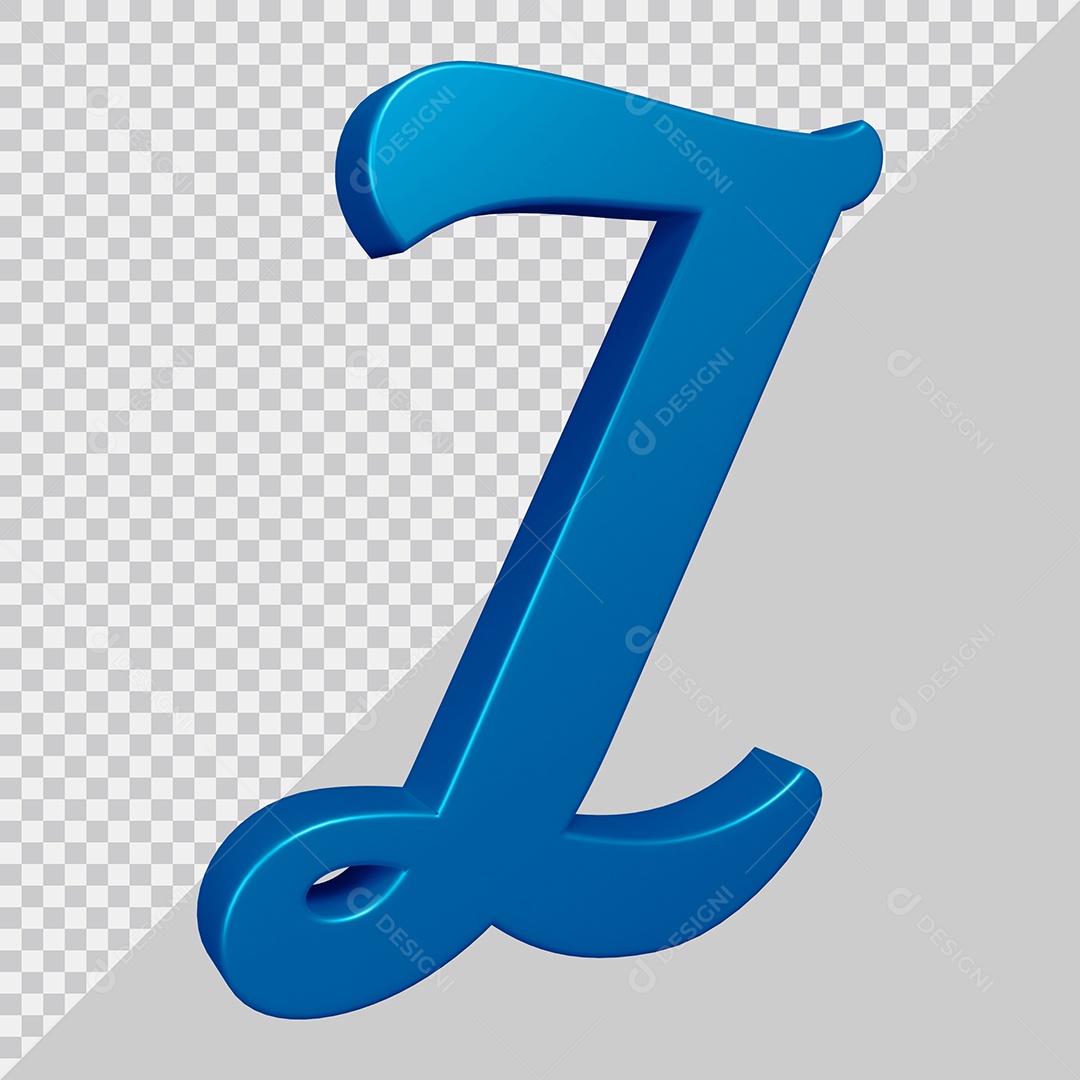 Elemento 3D Para Composição Letra Z Azul PSD