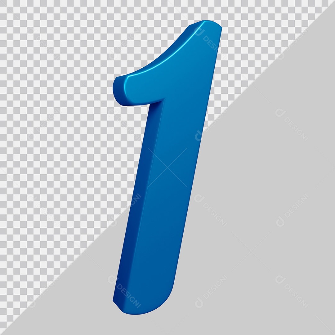 Elemento 3D Para Composição Número 1 Azul PSD